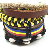 4pcs 1 Set Punk Genuine Wrap Leather Bracelets Men Offer
