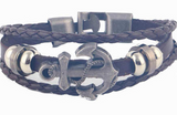 Handmade Retro Leather Woven Anchor Charm Bracelet Offer