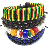 4pcs 1 Set Punk Genuine Wrap Leather Bracelets Men Offer
