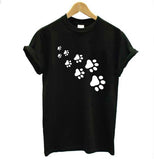 cat paw prints t-shirt for women in black