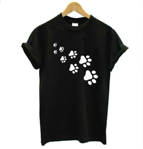 cat paw prints t-shirt for women in black