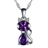 Unique Silver Plated Cat Pendant Austria Crystal Necklace Offer