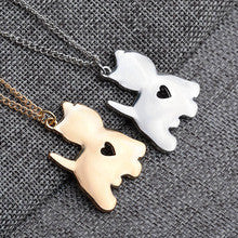 Cats lovers' gift heart in cat pendant necklace set