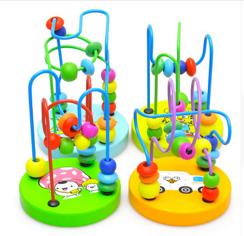 Children Colorful Wooden Mini Around Beads Educational Toy