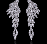 4 Colors Eagle Crystal Bridal Drop Long Earrings with Stones for Women Silver Plated