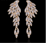 4 Colors Eagle Crystal Bridal Drop Long Earrings with Stones for Women Silver Plated