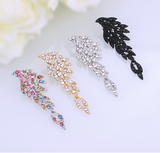 4 Colors Eagle Crystal Bridal Drop Long Earrings with Stones for Women Silver Plated