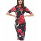Designer Elegant Floral Print Dress for Work, Business, Casual or Party