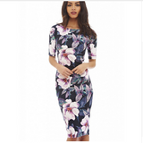 Designer Elegant Floral Print Dress for Work, Business, Casual or Party