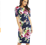 Designer Elegant Floral Print Dress for Work, Business, Casual or Party