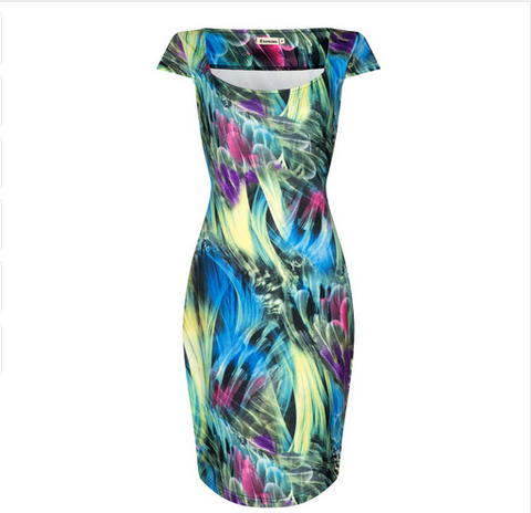 Designer Elegant Floral Print Dress for Work, Business, Casual or Party