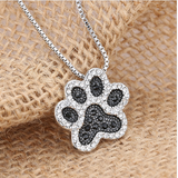 Silver Plated Black and White Crystal Rhinestone Dog Paw Necklace Offer