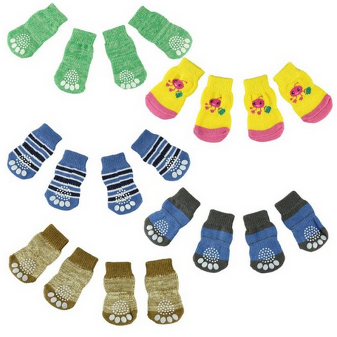 Cute Puppy Dogs Pet Knits Socks Anti Slip Skid Bottom