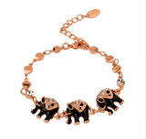 Enamel and Rose Gold Elephant Bracelet