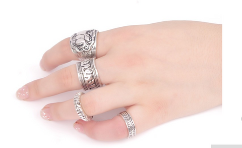 Antique Silver/Gold Plated Vintage Elephant Rings Set Offer