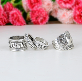 Antique Silver/Gold Plated Vintage Elephant Rings Set