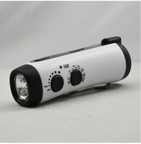 Emergency Power Hand Crank Dynamo 5-LED Flashlight with AM/FM Radio