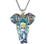 Statement Enamel Elephant Necklace