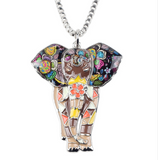 Statement Enamel Elephant Necklace