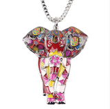 Statement Enamel Elephant Necklace