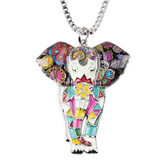 Statement Enamel Elephant Necklace