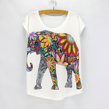 Fashion Flower Elephant Printed T-Shirt