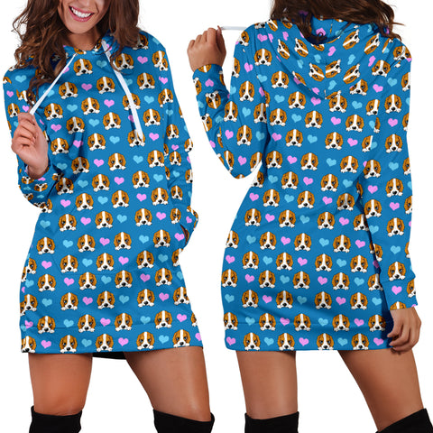 Dog Hearts Womens Hoodie Dress
