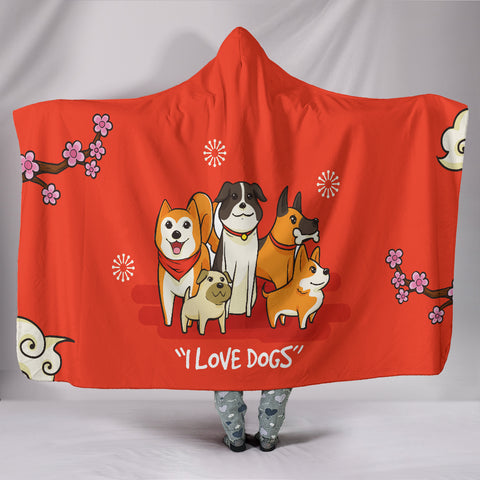 Customised Hoodie Blanket - Love Dogs