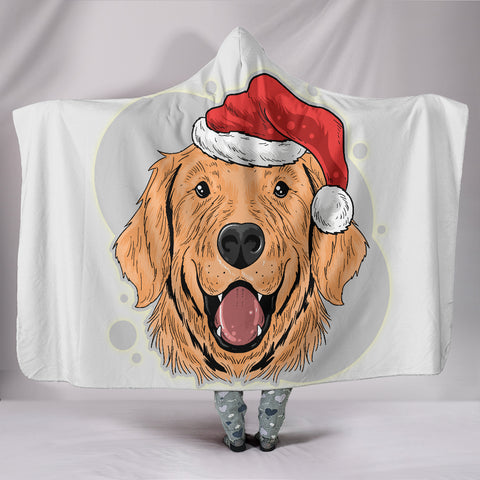Have A Golden Christmas Hooded Blanket for Golden Retriever Dog Lovers