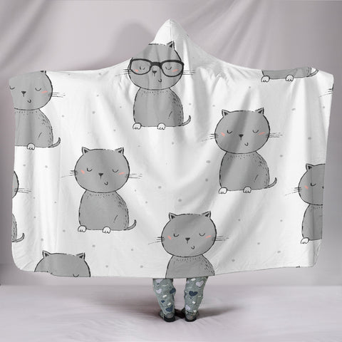 Customised Hoodie Blanket Grey Kitty