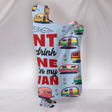 Wine & Caravan Hooded Blanket - Blue