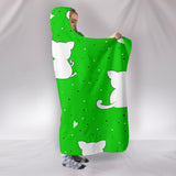 Customised Hoodie Blanket Green Kitten