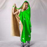 Customised Hoodie Blanket Green Kitten