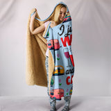 Wine & Caravan Hooded Blanket - Blue