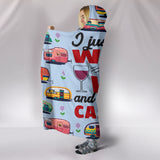 Wine & Caravan Hooded Blanket - Blue