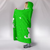 Customised Hoodie Blanket Green Kitten