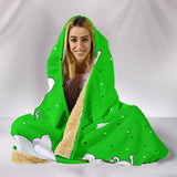 Customised Hoodie Blanket Green Kitten