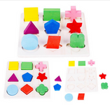 Children's Early Learning Geometry 3D Shapes Wood Jigsaw Puzzles