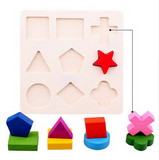 Children's Early Learning Geometry 3D Shapes Wood Jigsaw Puzzles