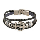Handmade Retro Leather Woven Anchor Charm Bracelet Offer
