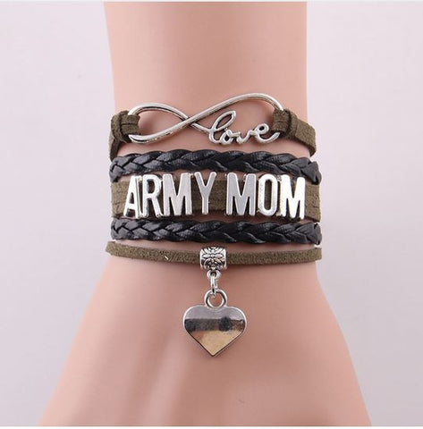 Infinity Love Army Mom Bracelet