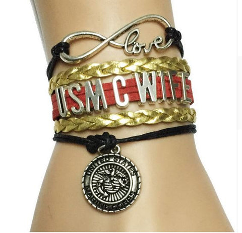 Infinity Love USMC Wife Bracelet