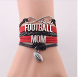 Infinity Love Football Mom Heart Bracelet