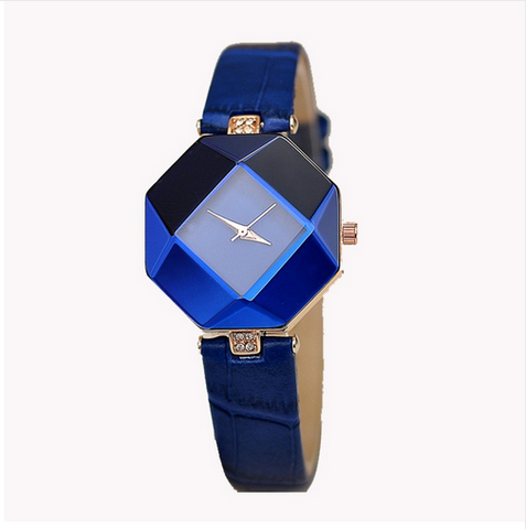 Jewel Gem Cut Black Surface Geometry Wristwatches