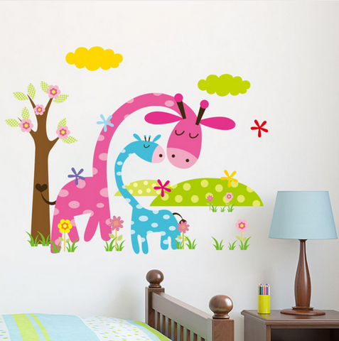 Cartoon Animal Forest Wall Stickers Decals for Nursery and Kids Room