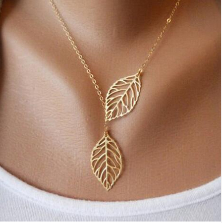 Gold or Silver Plated Chain Leaf Necklace