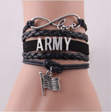 4 Styles Unisex Infinity Love Army Bracelet