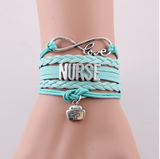 NURSE Hat Charm Leather Rope Wrap Handmade Bracelet