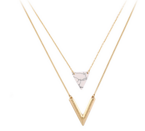 Marble Triangle Pendant Necklace