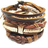 4pcs 1 Set Punk Genuine Wrap Leather Bracelets Men Offer